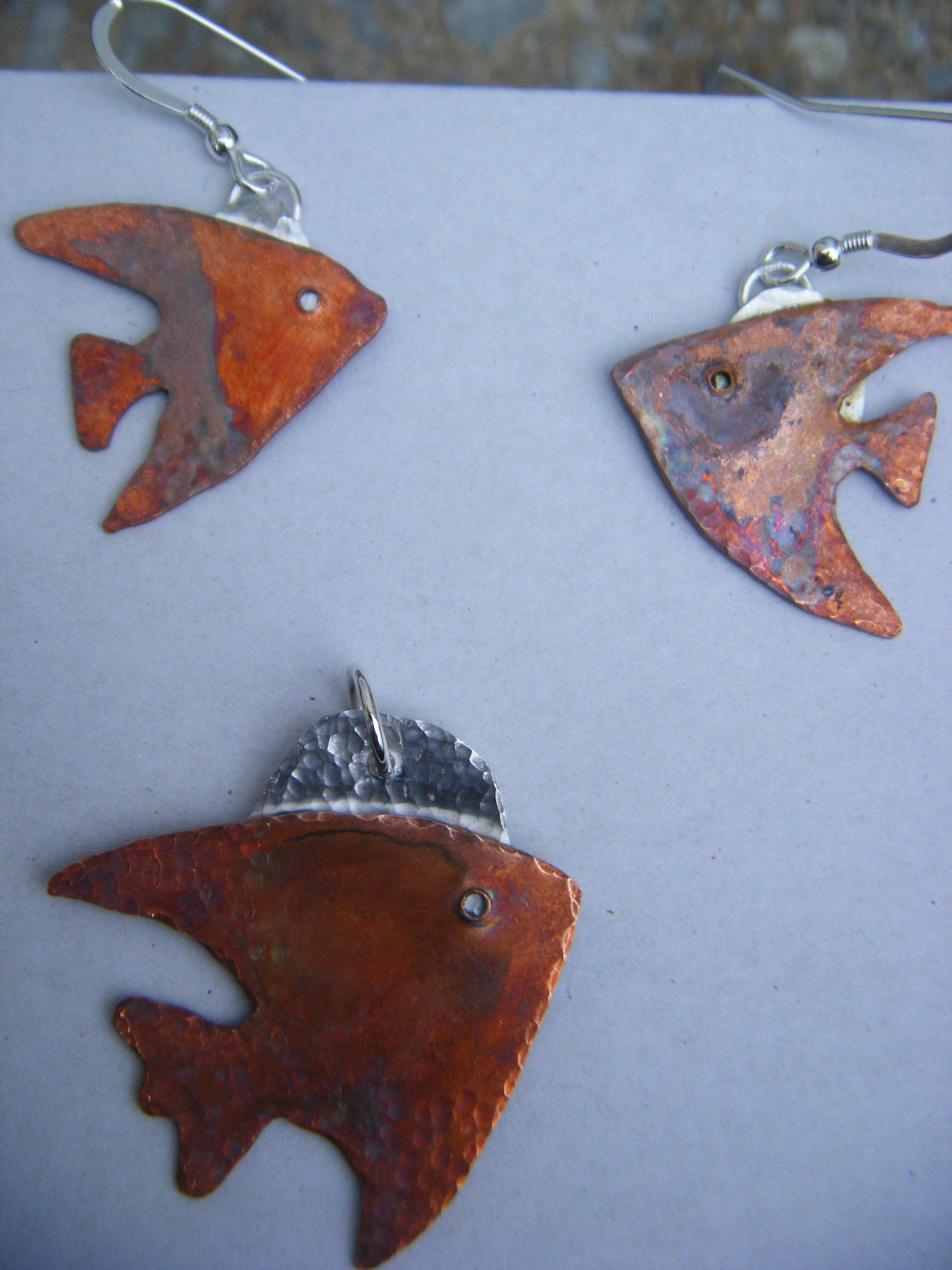 Copper Fish Earrings & Pendant