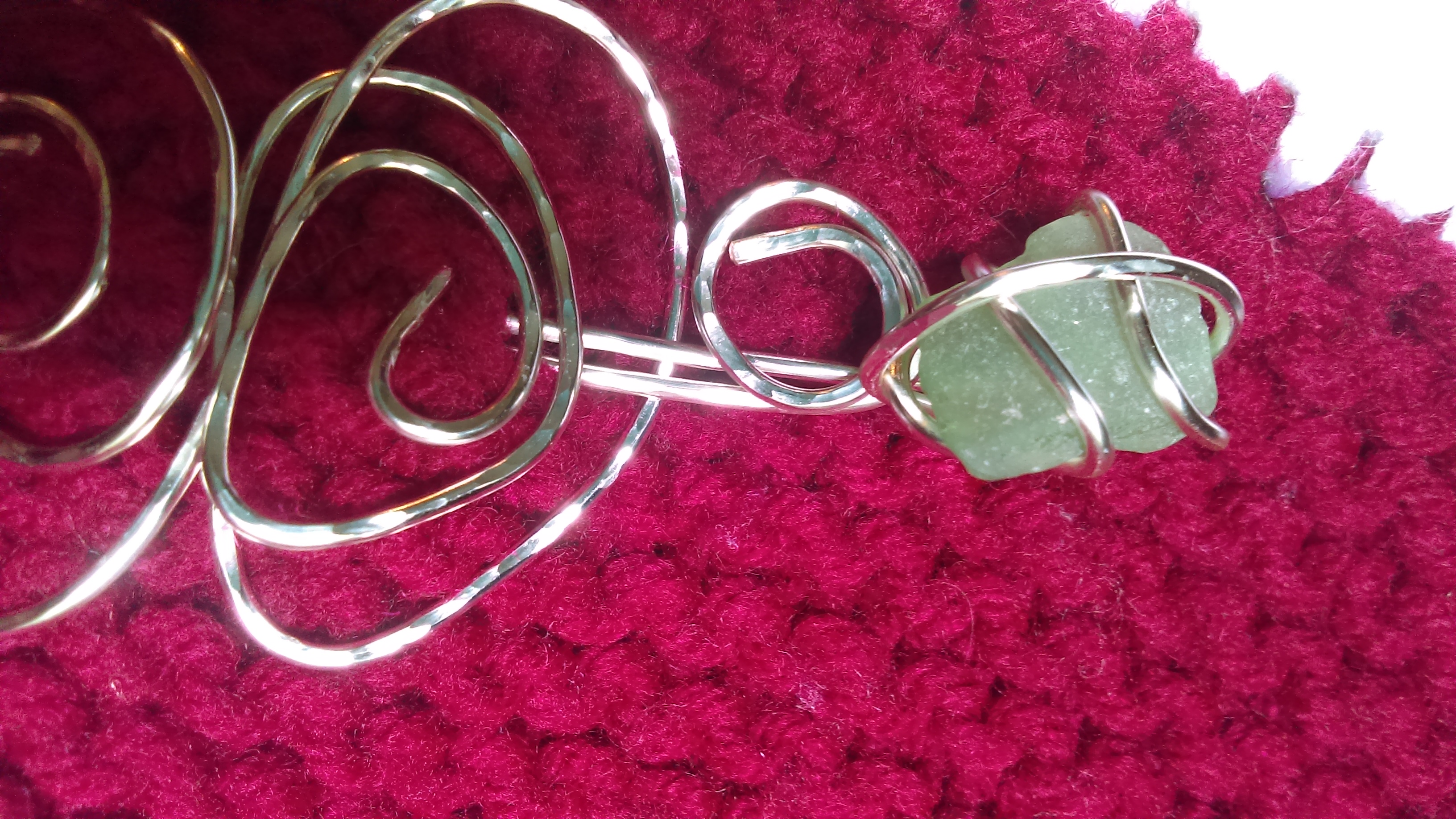 Shawl Pin with Green Seaglass