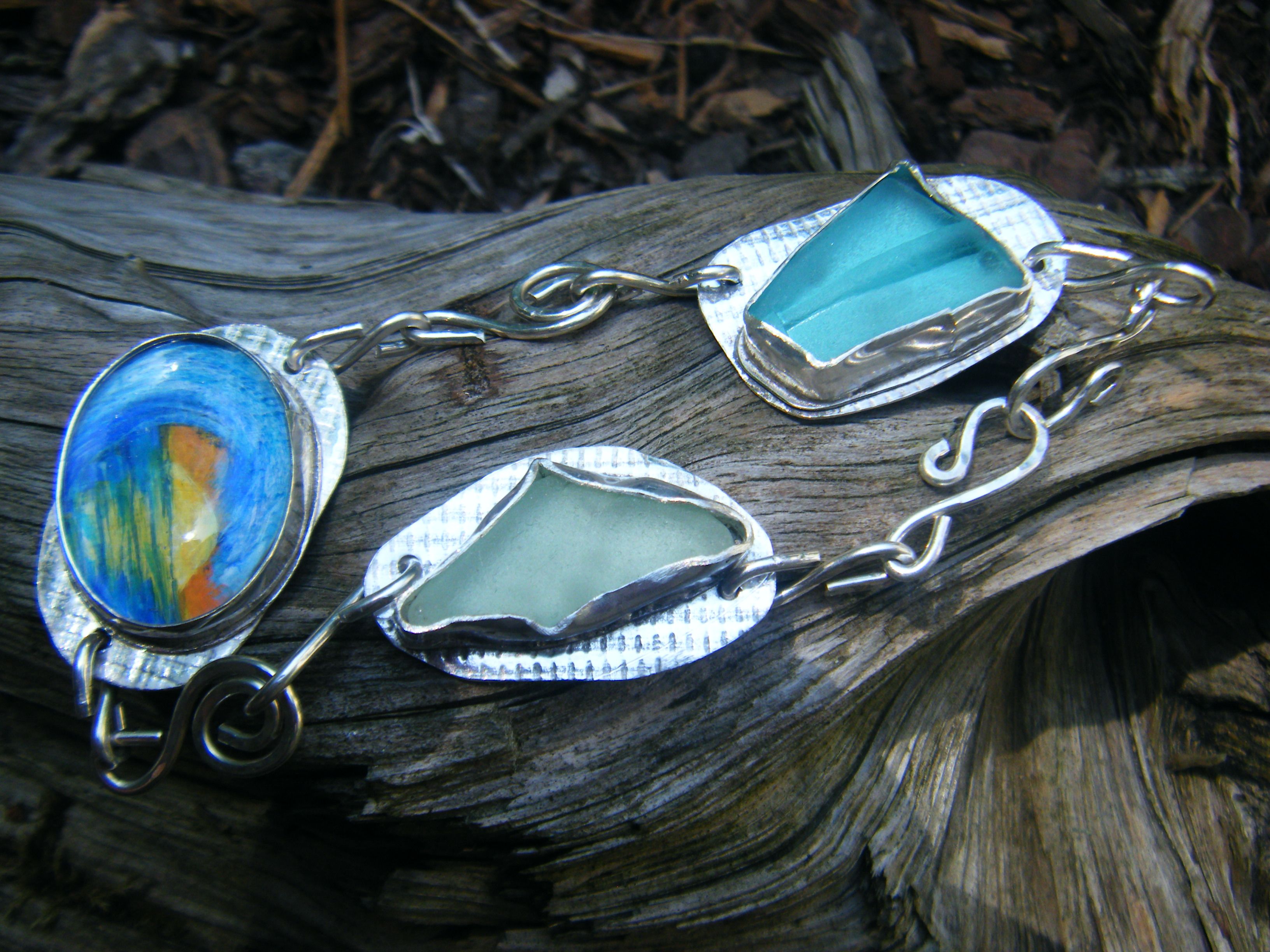 Sterling Seaglass Bracelet